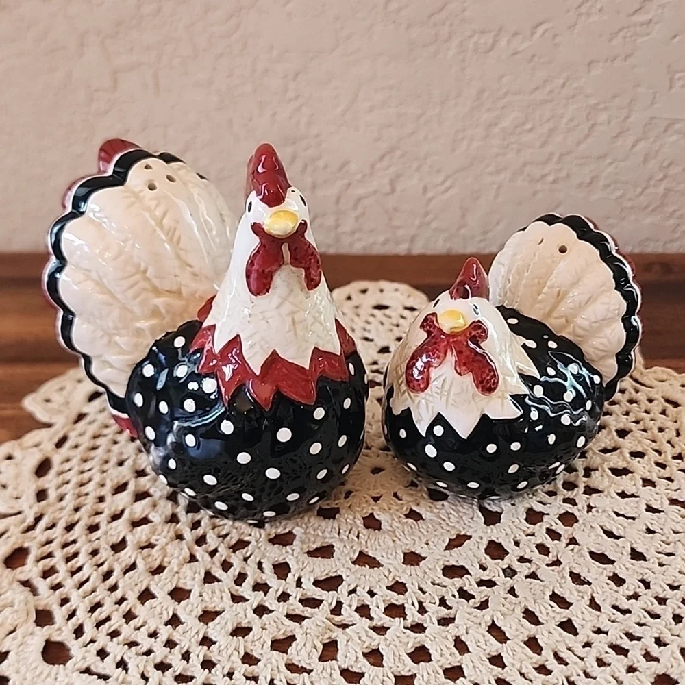 Fitz and Floyd Rise and Shine Chicken & Rooster Salt and Pepper Shaker S…